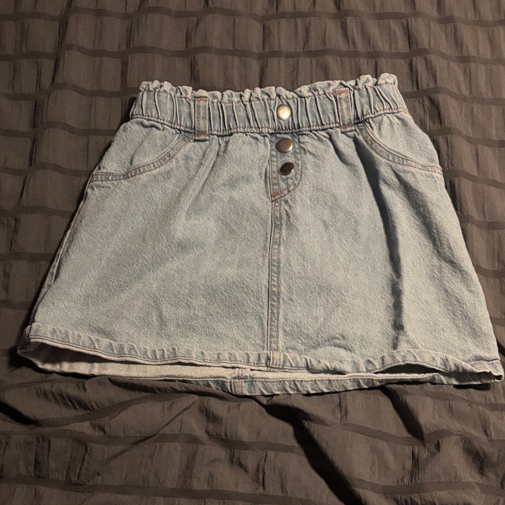 Little Lass Light Blue Denim Skirt with Button Accents